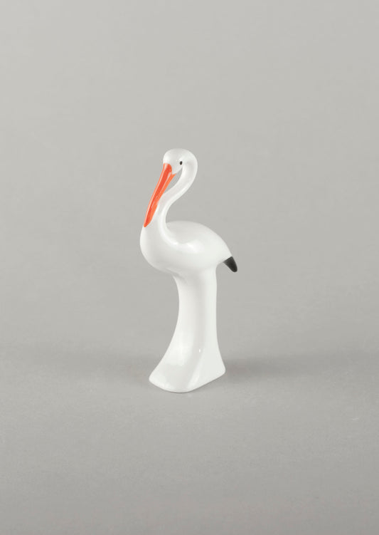 Porcelain Figure Stork Painted