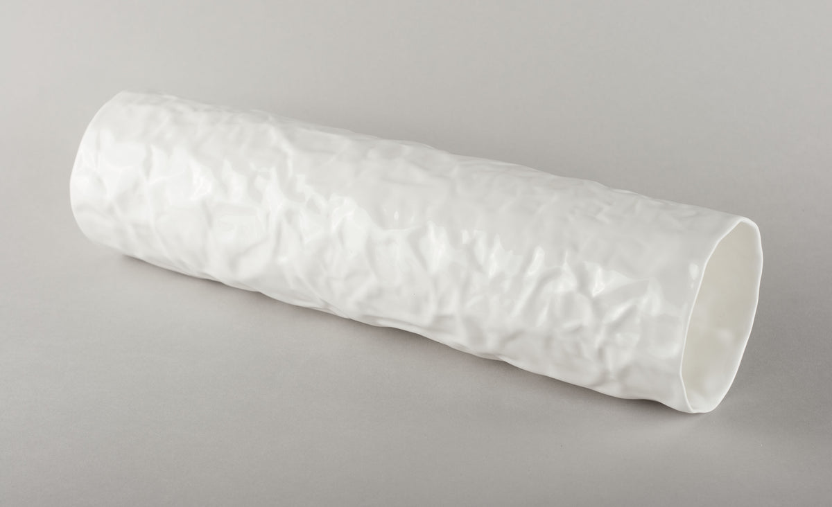 Porcelain Crumpled Vase Tall